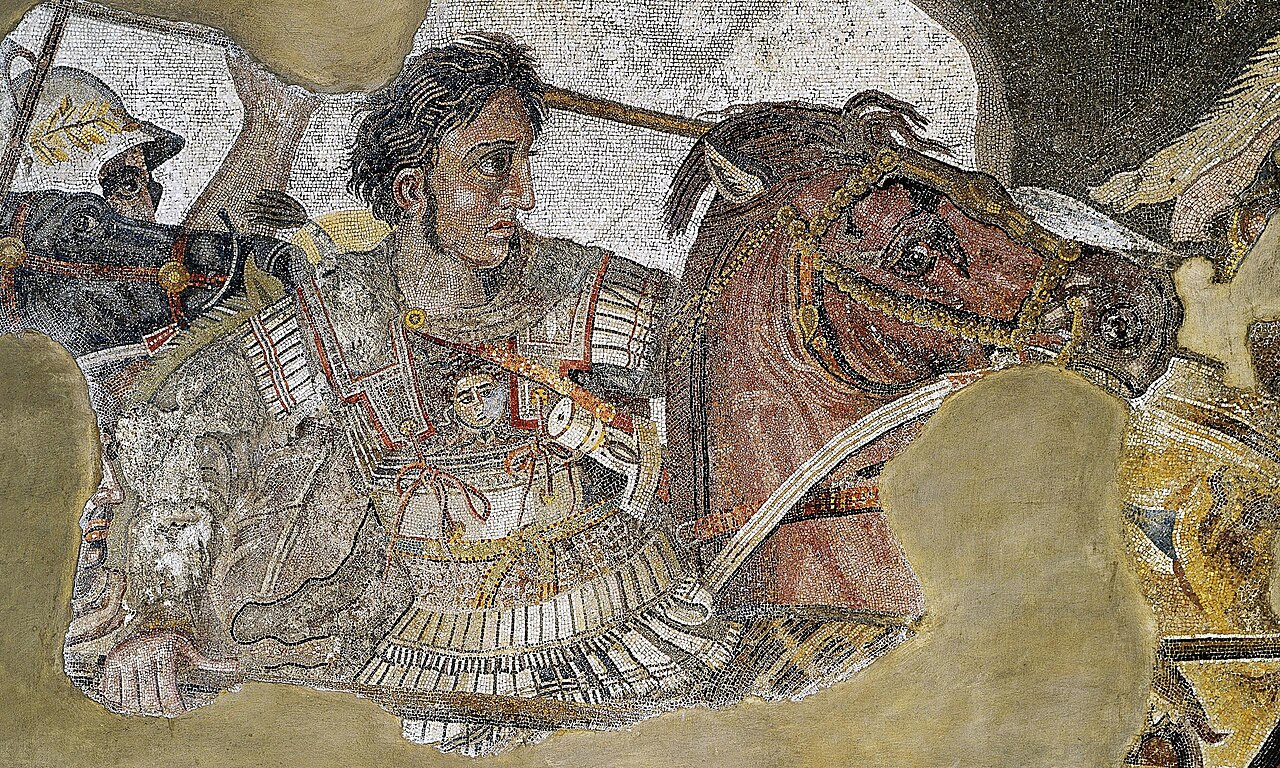 The Alexander Mosaic from Pompeii showing Alexander the Great in battle against Darius III
