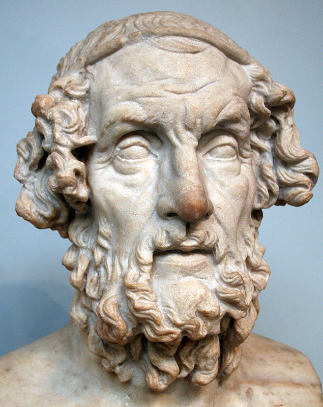 Ancient marble bust of the Greek poet Homer from the British Museum