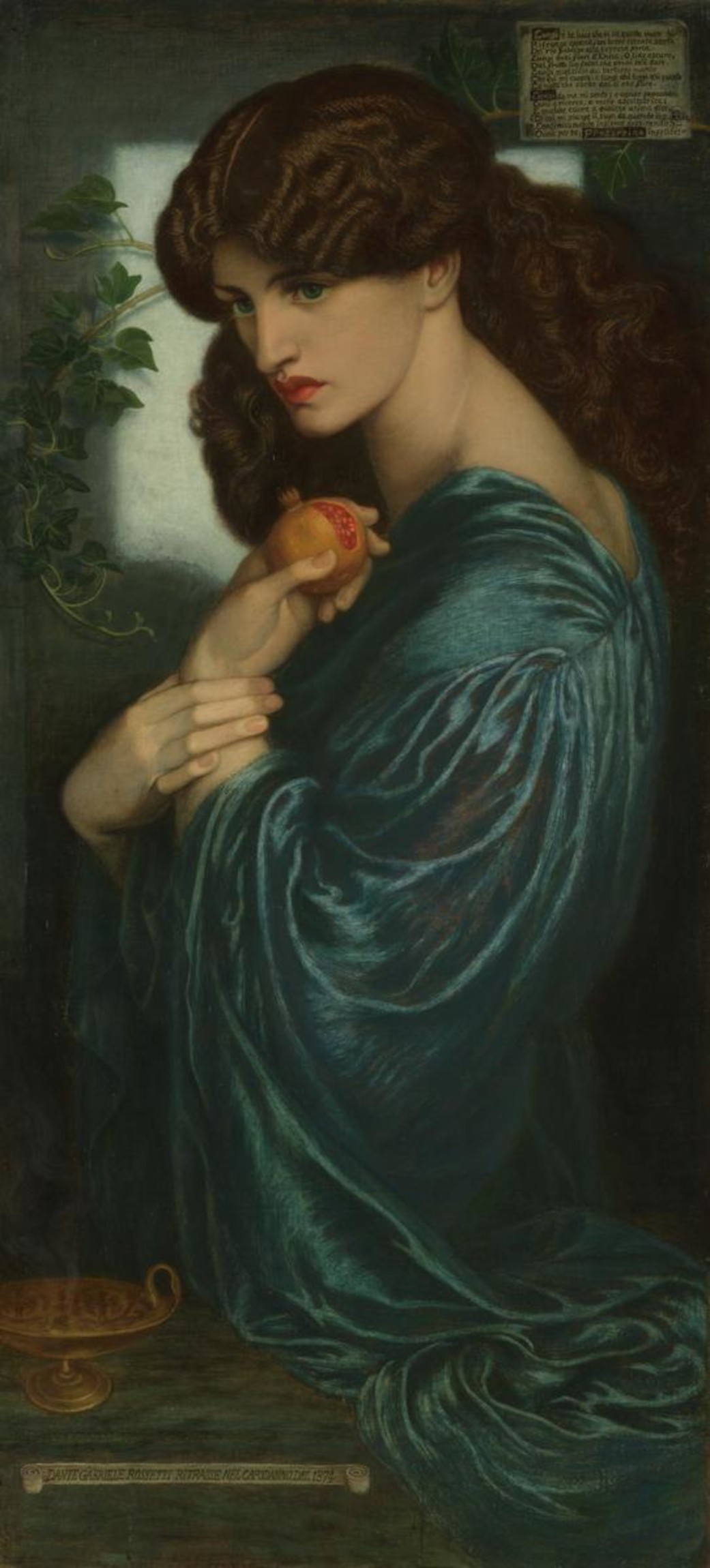 Proserpine by Dante Gabriel Rossetti, depicting Persephone holding a pomegranate in the underworld