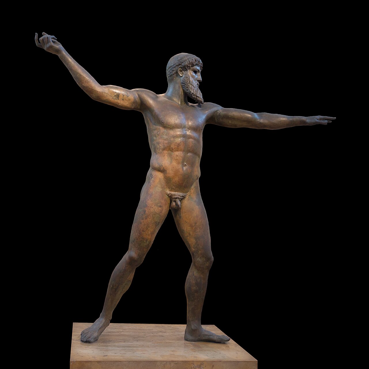 The ancient Greek bronze statue of Zeus or Poseidon from Cape Artemision, National Archaeological Museum Athens