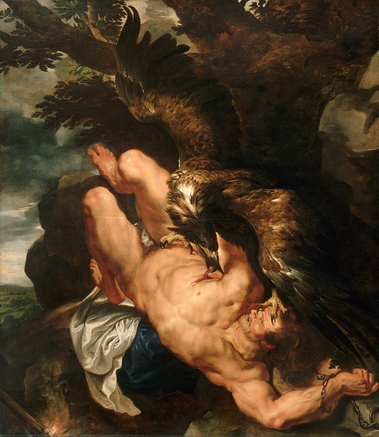 Prometheus Bound by Peter Paul Rubens, showing Prometheus chained while an eagle attacks him